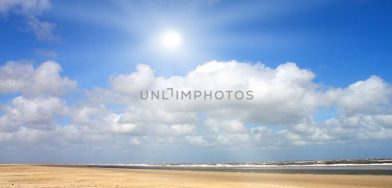 Beautiful beach with sunlight