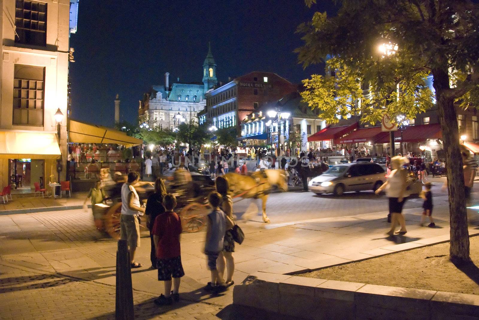 Night scenery on a typical Montreal summer