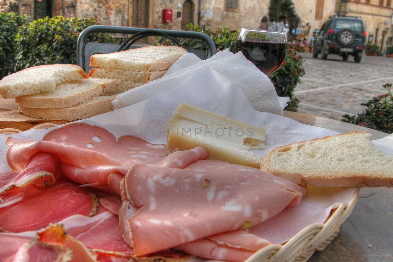 A perfect italian appetizer in an old Tuscan town