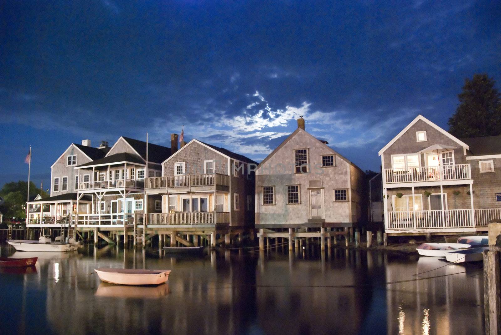 A group of houses on the water