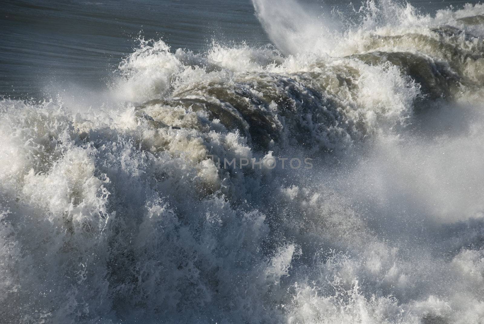 A powerful wave approaching Lido di Camaiore Beach, Italy