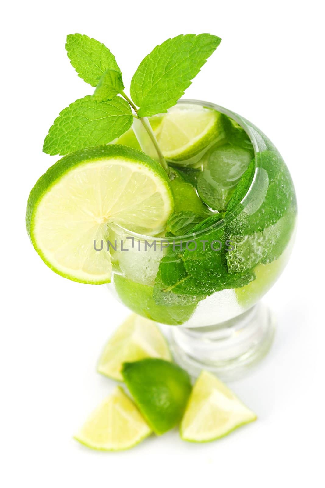 Mojito cocktail isolated on white