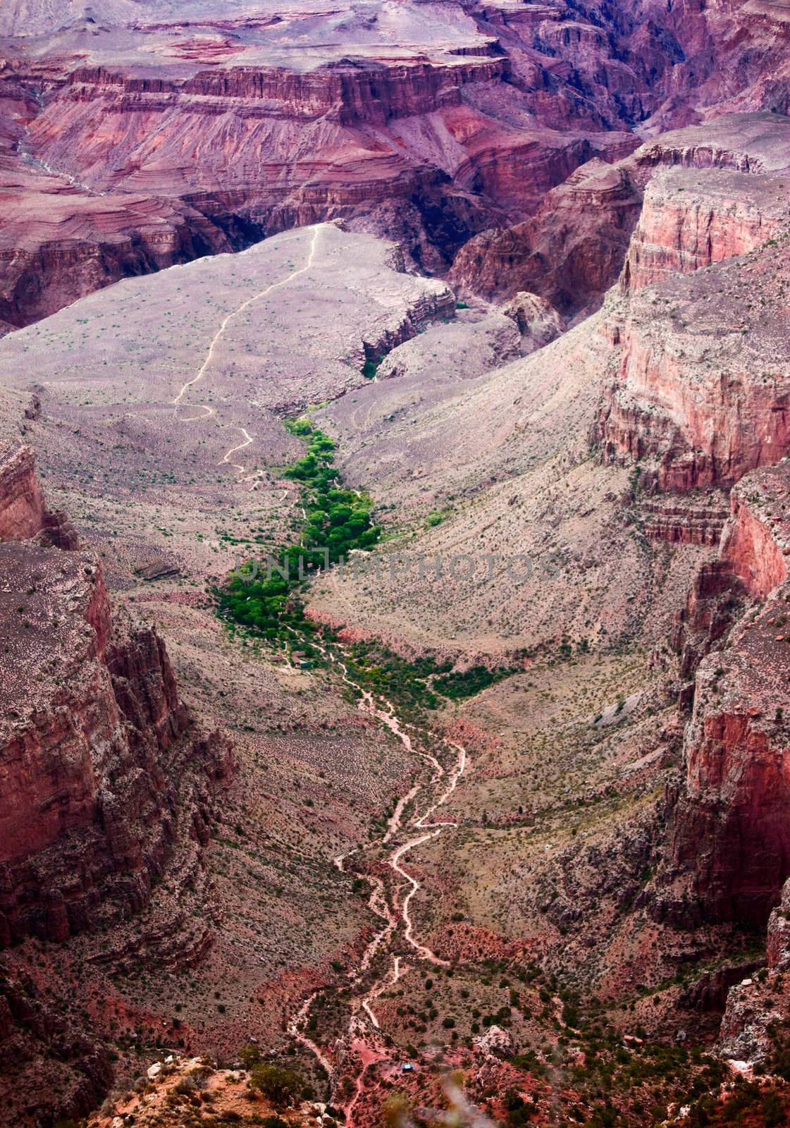 View of Bright Angel Trail from the South Rim
