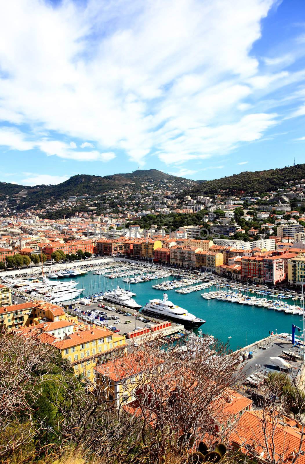 aerial view of the city of Nice and the harbor