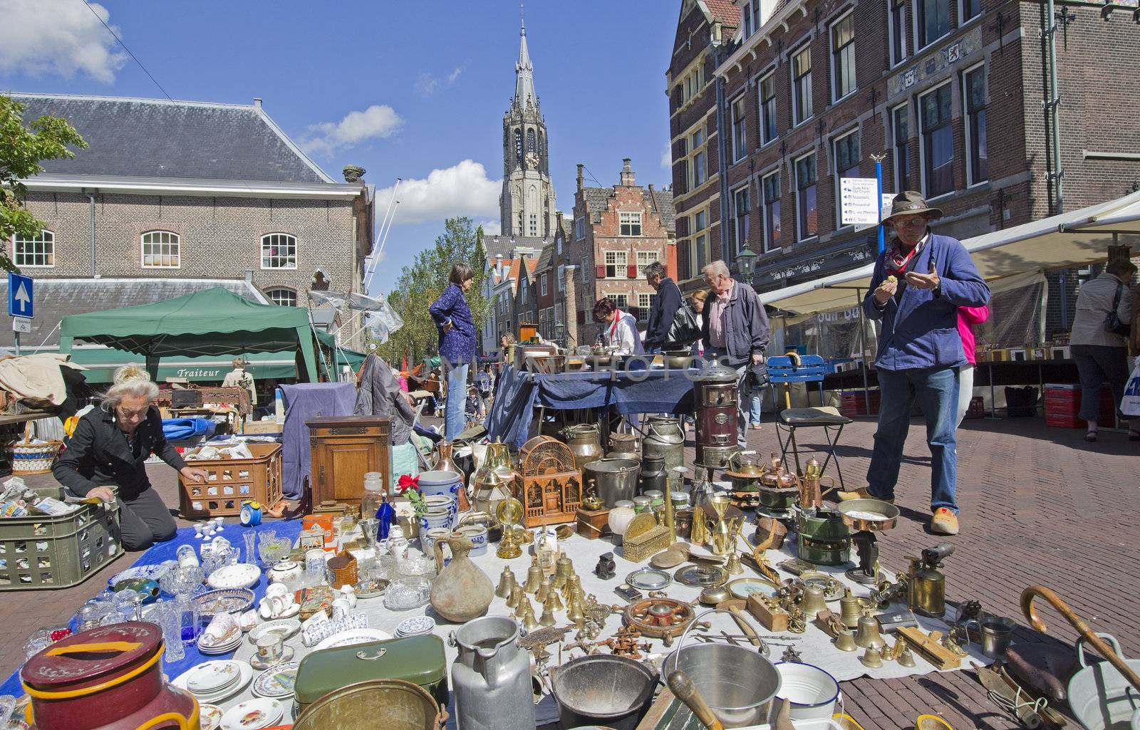 Antique market on the Voldersgracht in Delft