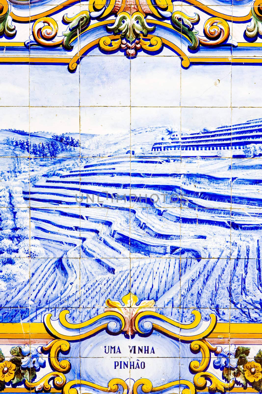tiles (azulejos) at railway station of Pinhao, Douro Valley, Portugal