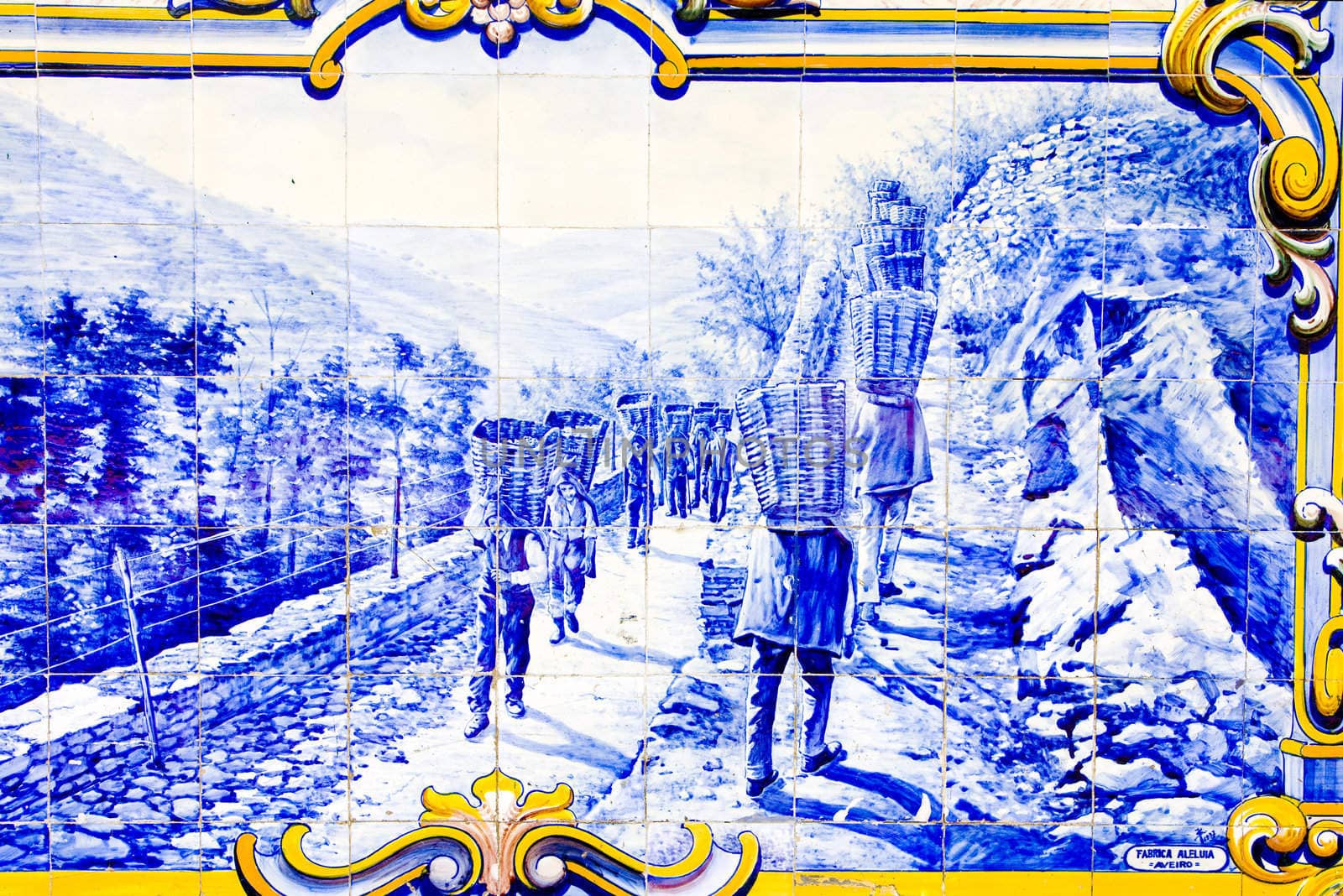 tiles (azulejos) at railway station of Pinhao, Douro Valley, Portugal