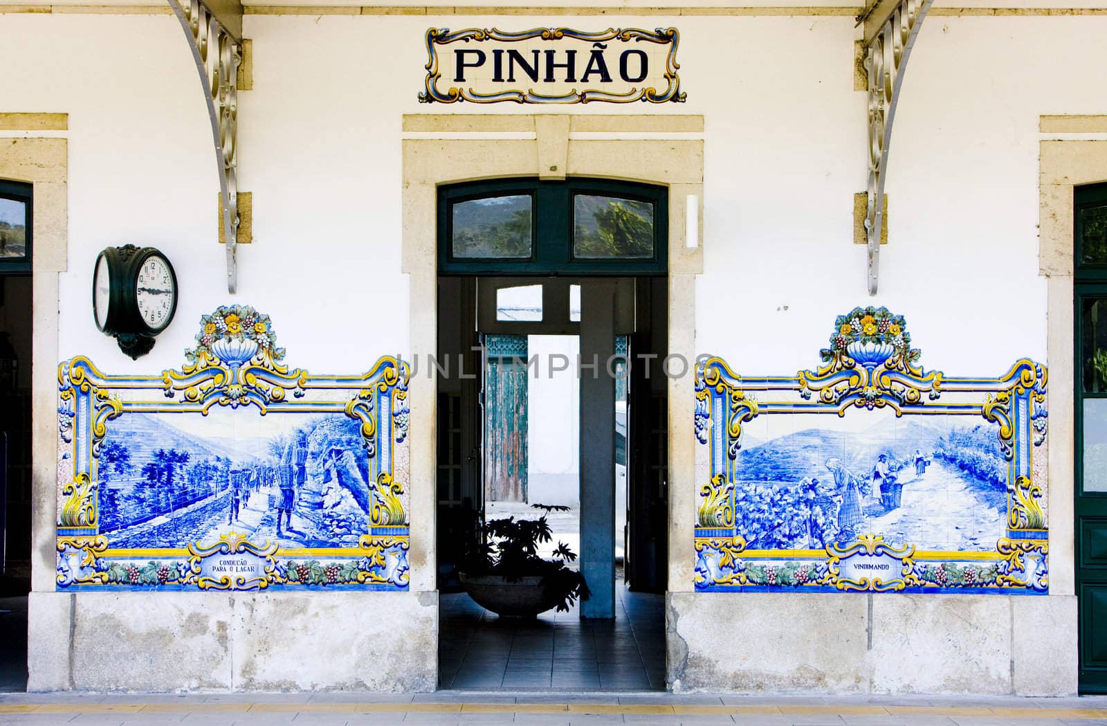 tiles (azulejos) at railway station of Pinhao, Douro Valley, Portugal