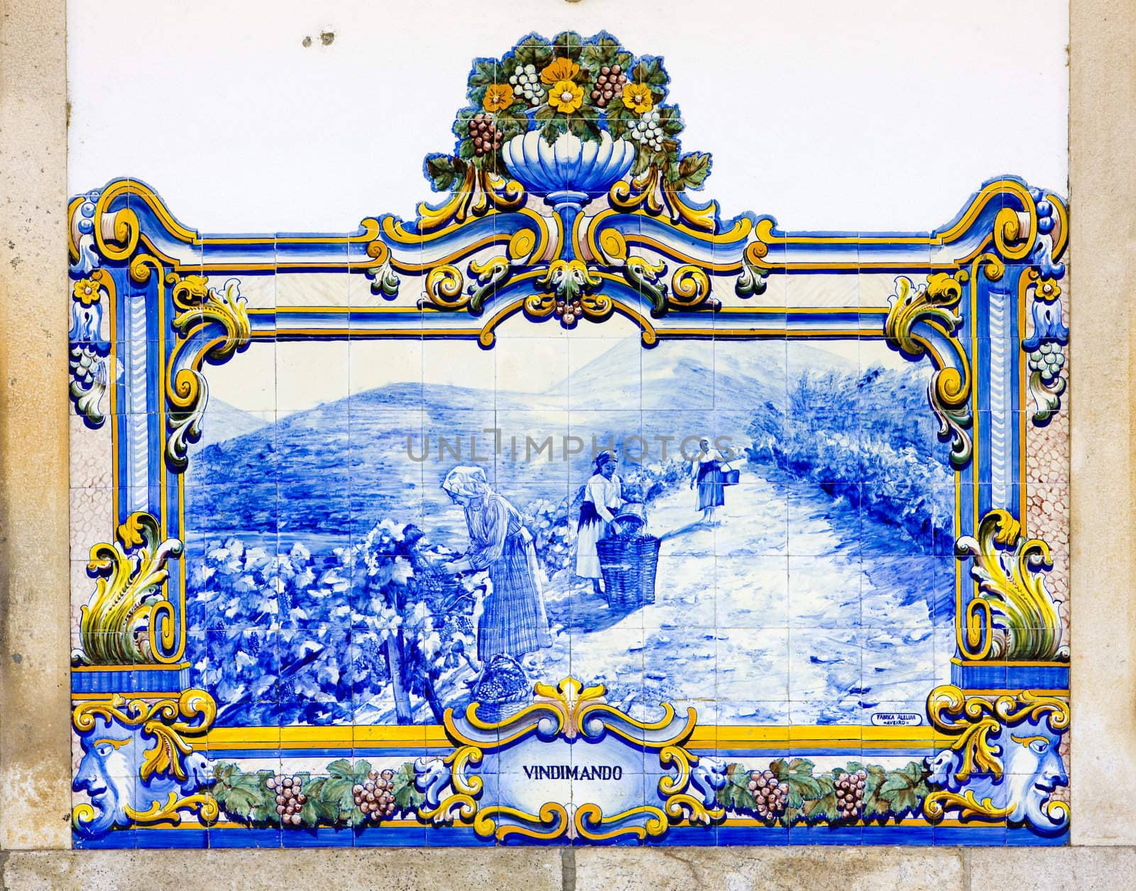 tiles (azulejos) at railway station of Pinhao, Douro Valley, Portugal