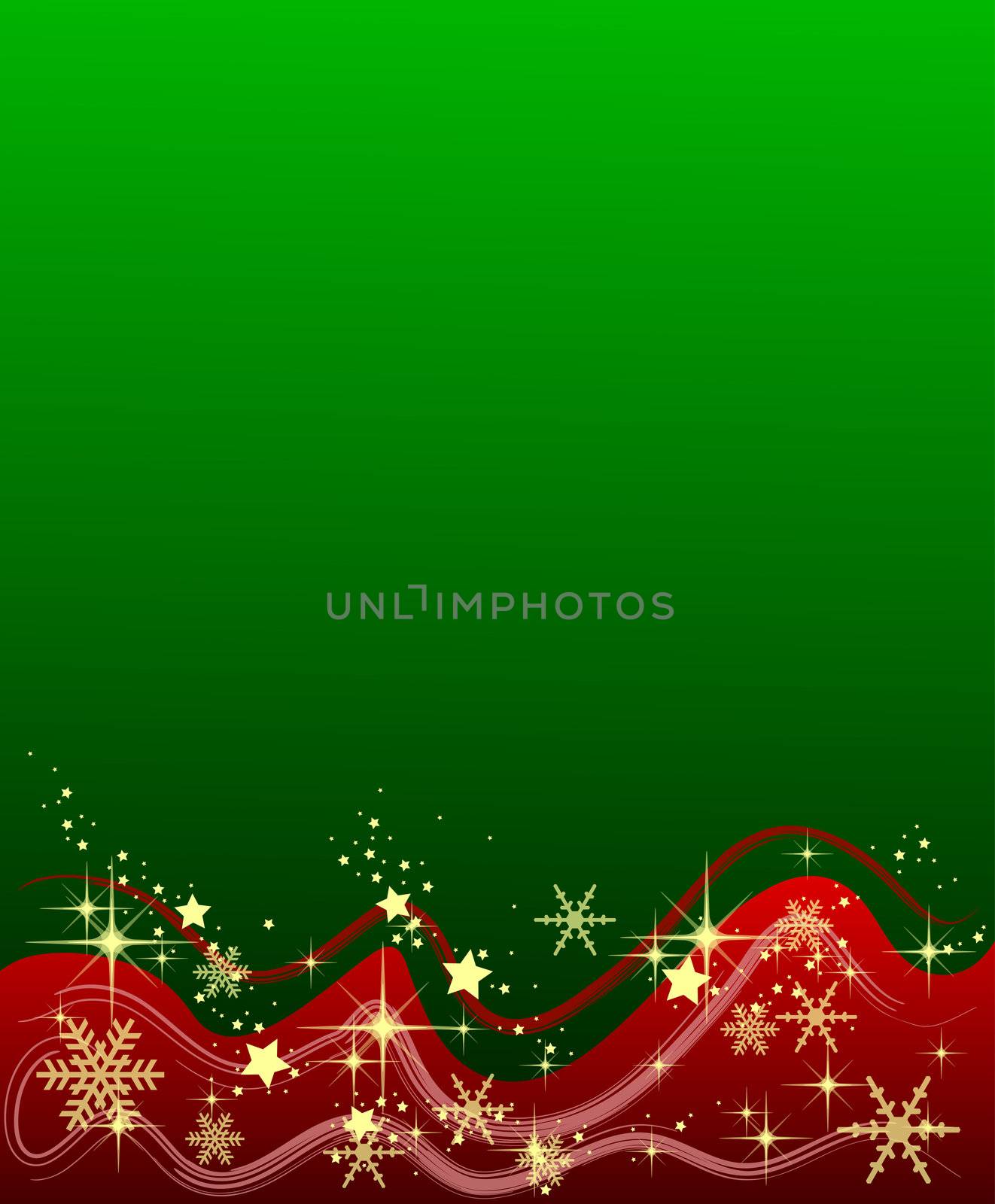Illustration of a green background with stars and snowflakes by peromarketing
