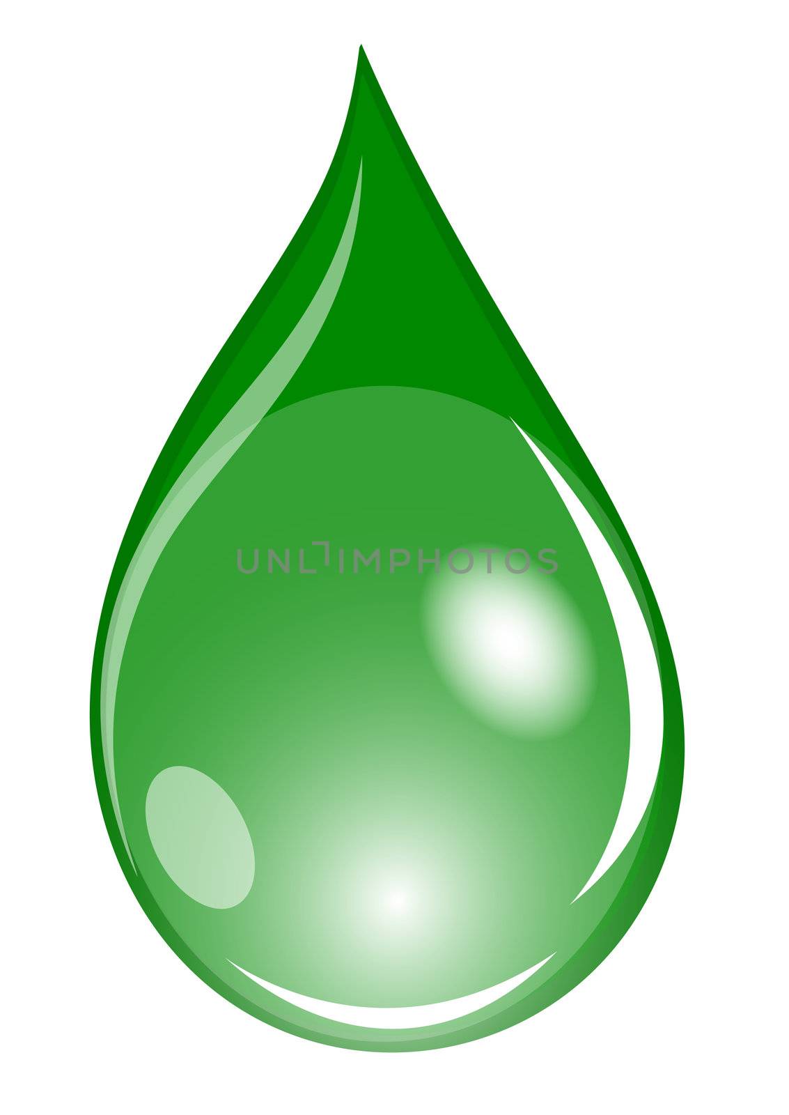 Illustration of a green waterdrop