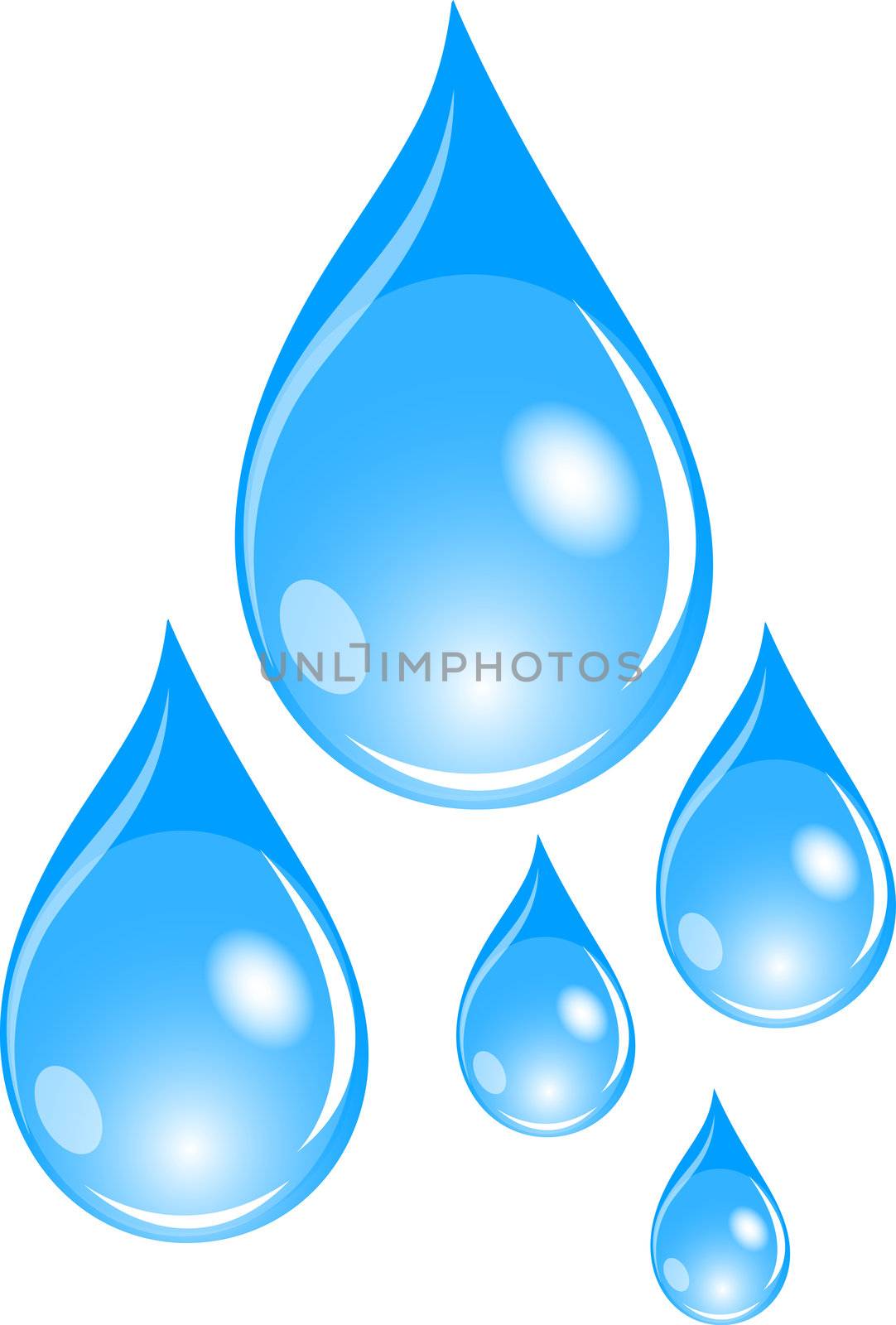 Illustration of  a set of blue waterdrops by peromarketing