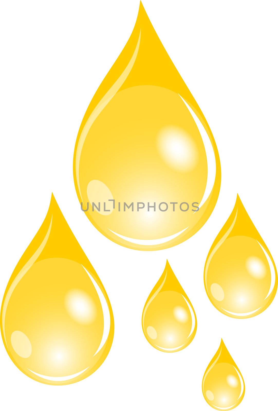 Illustration of  a set of golden waterdrops by peromarketing