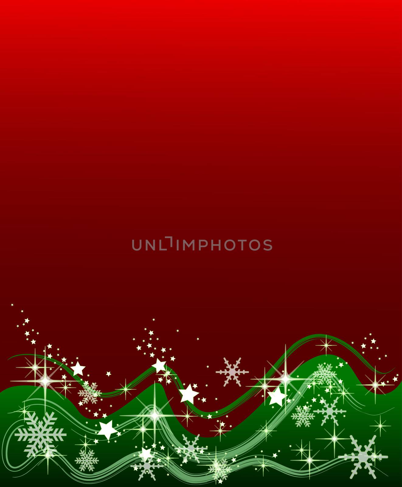 Illustration of a red background with stars and snowflakes by peromarketing