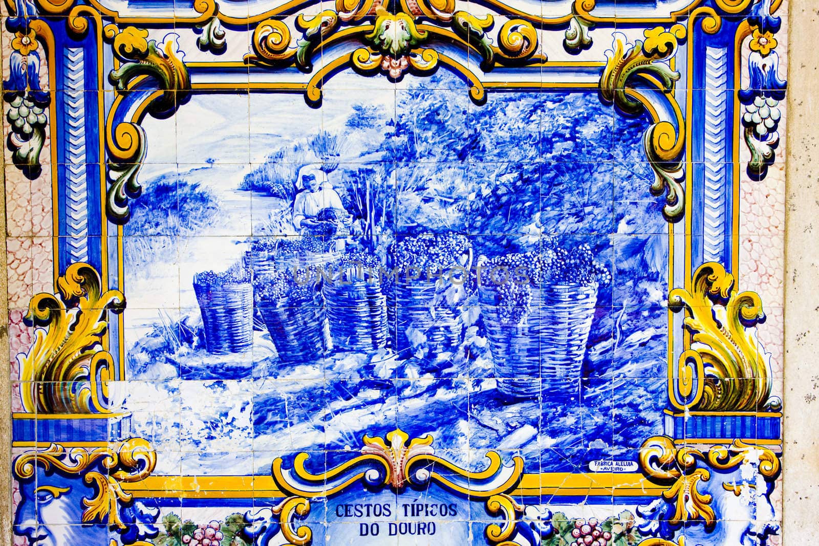 tiles (azulejos) at railway station of Pinhao, Douro Valley, Portugal