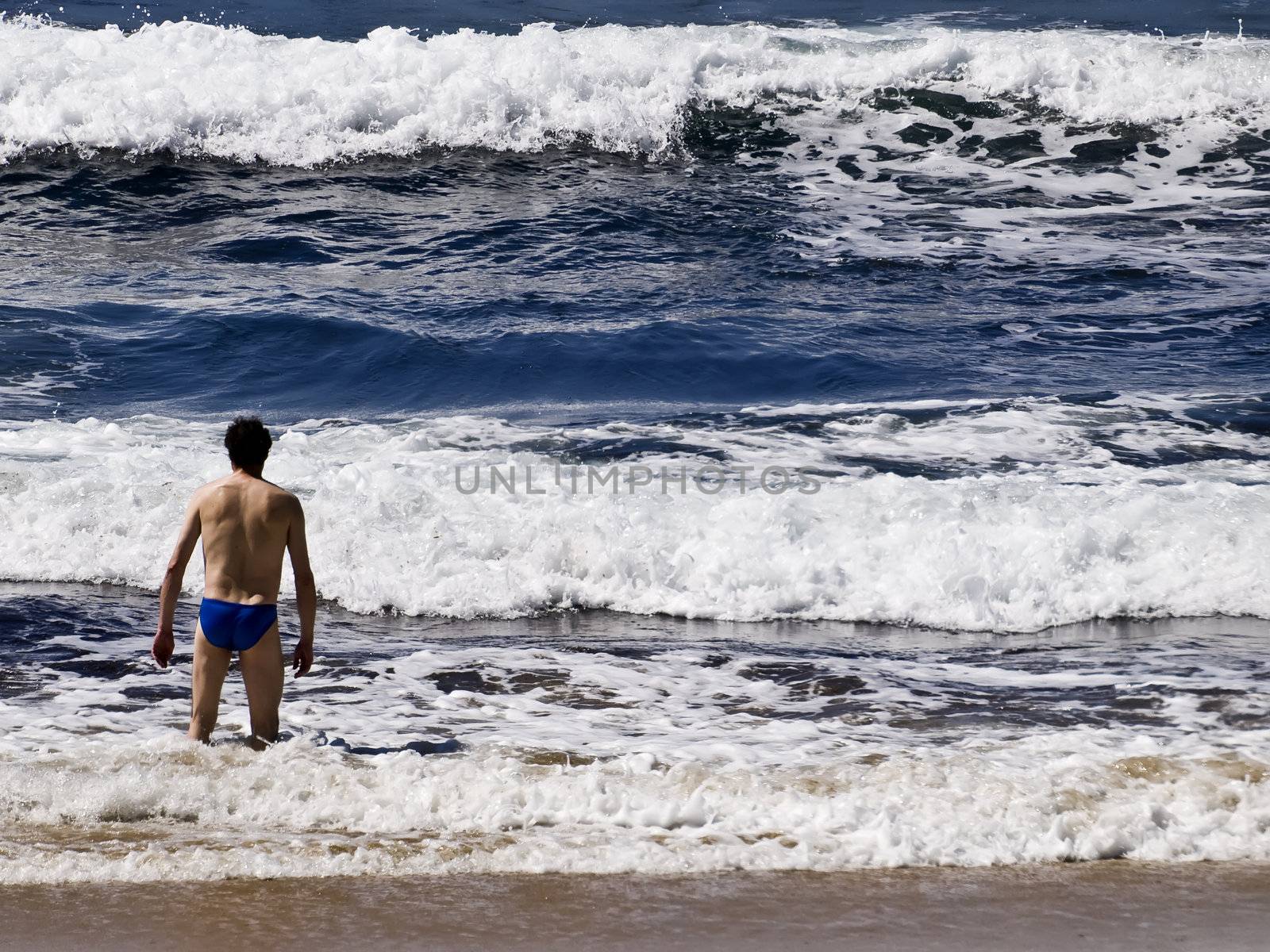 Man on the beach in Malta in the Mediterranean