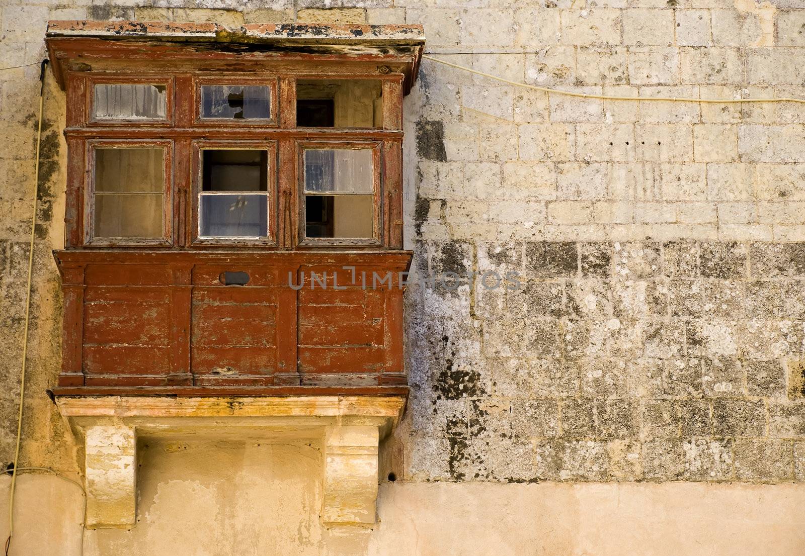 Mediterranean type and style of closed wooden balcony in Malta