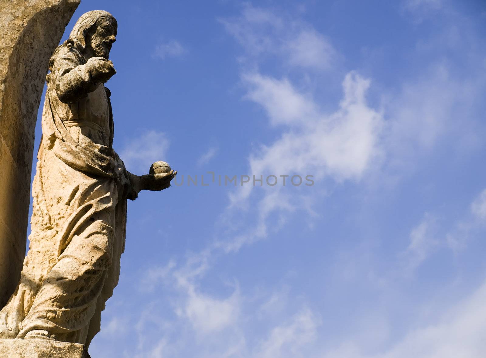 Medieval statue of Jesus in the old city of Mdina in Malta, on public National Cathedral Museum