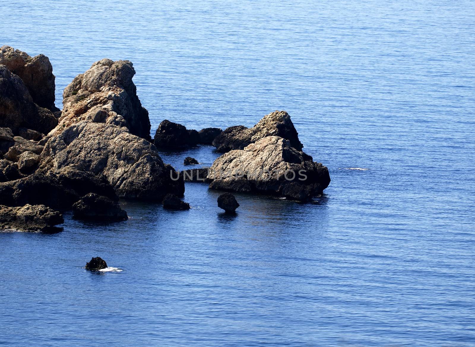 Rocks and boulders along the Mediterranean coastline in Malta