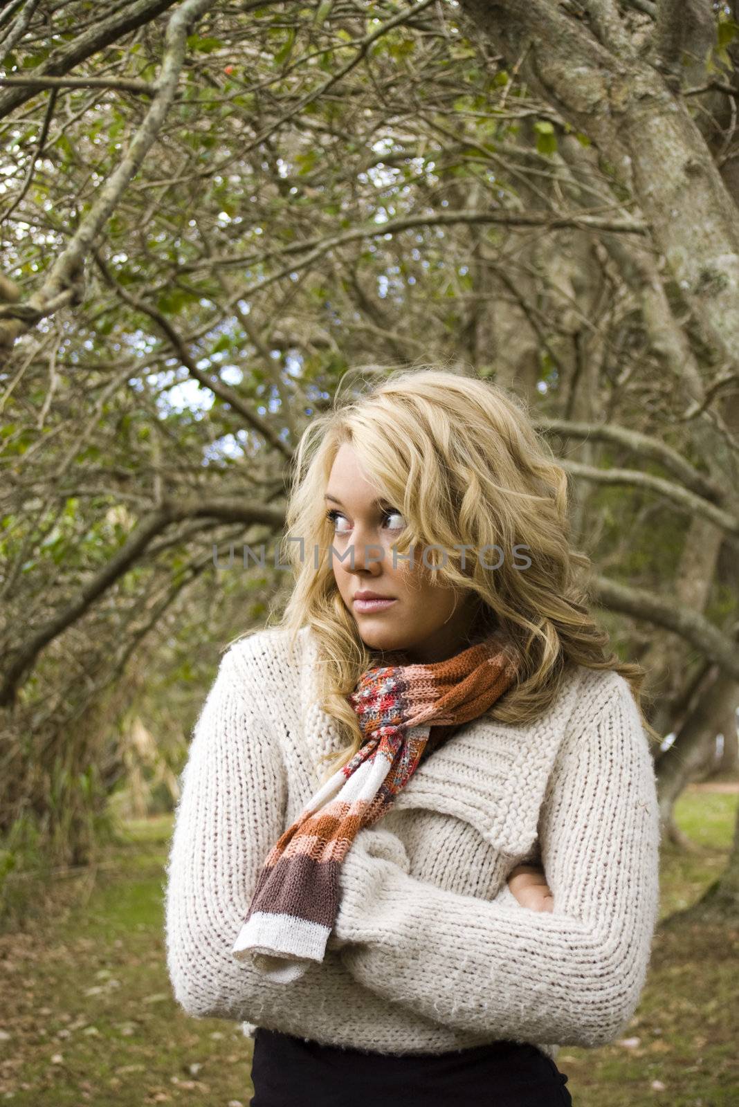 Beautiful girl relaxing in the park