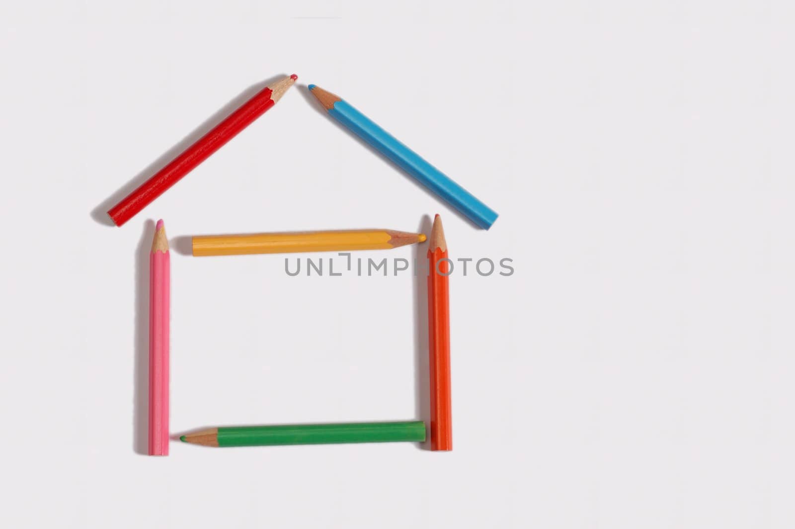 crayons make  plan of small  house