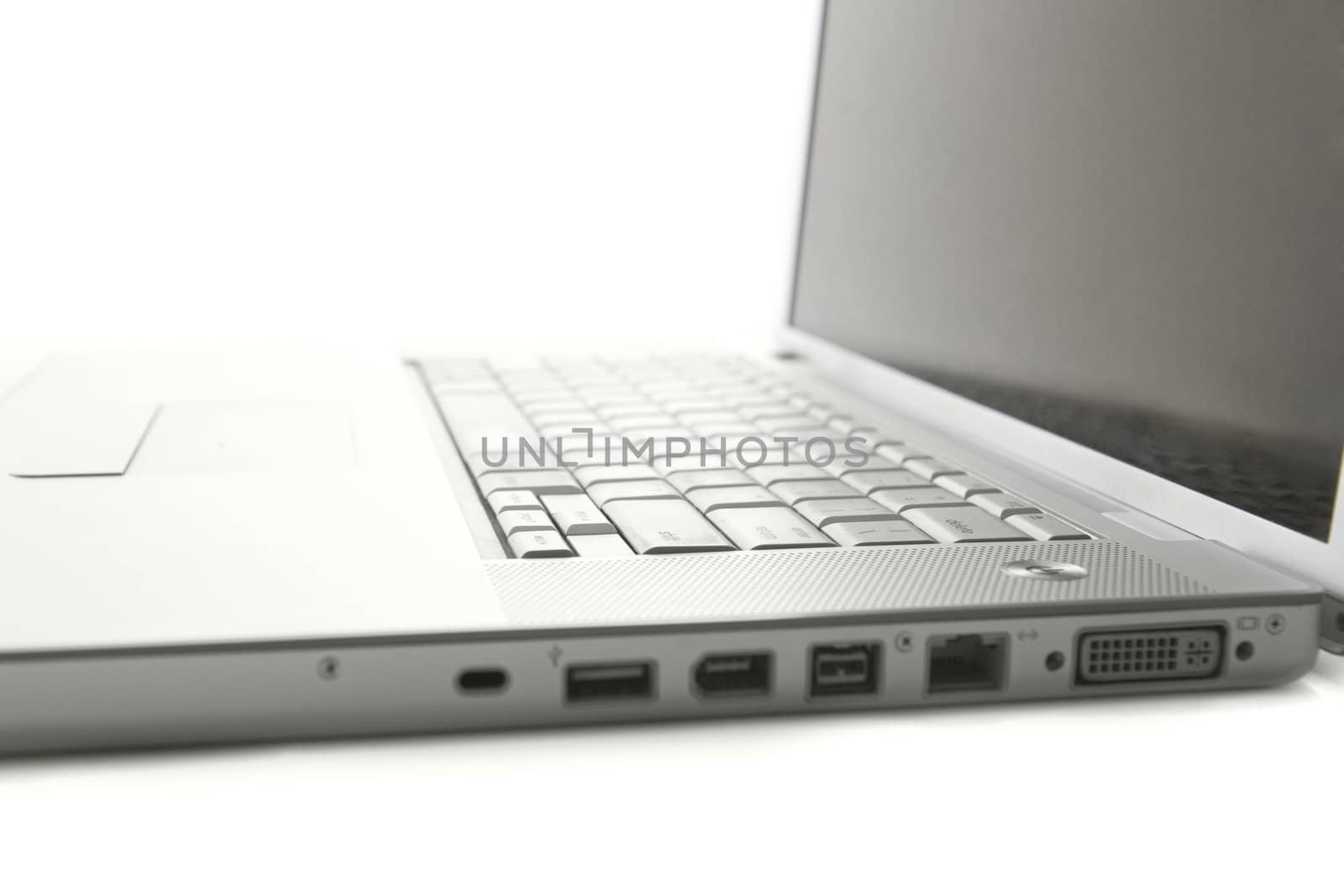 Closeup picture of a modern laptop computer.