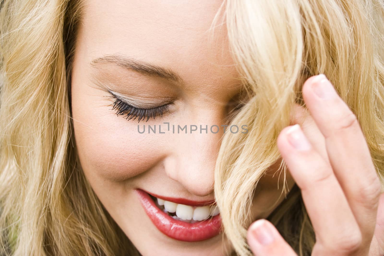 close-up of a beautiful girl laughing