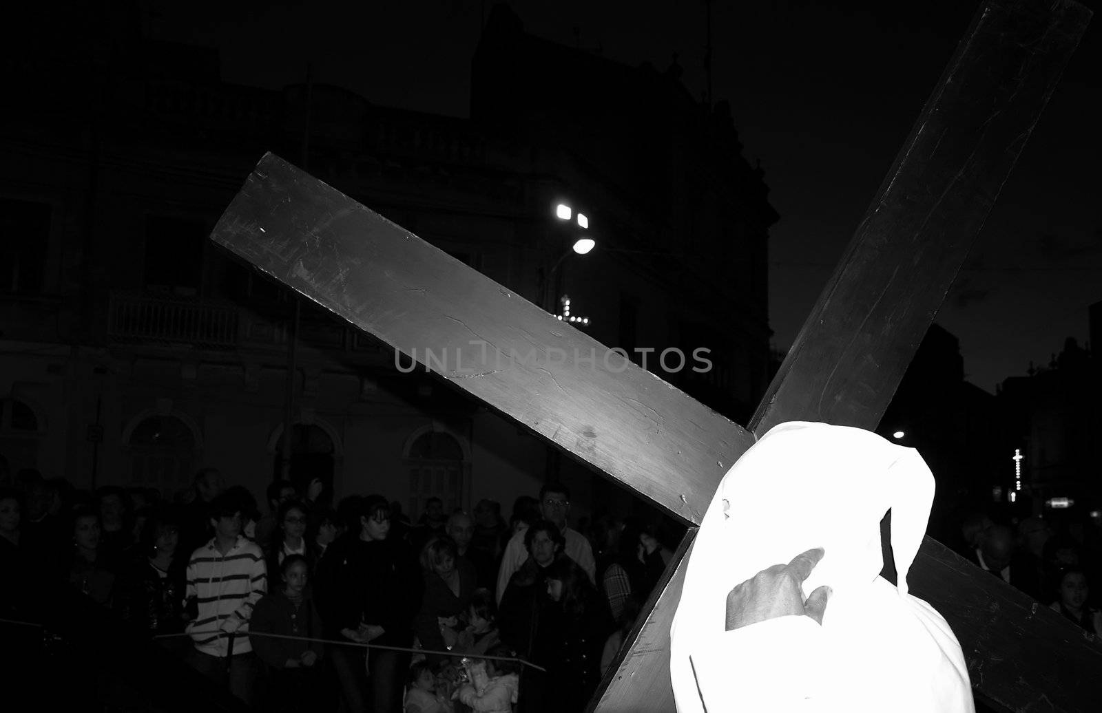 Various Biblical figures from the passion of the Christ during the good Friday procession in Luqa in Malta  