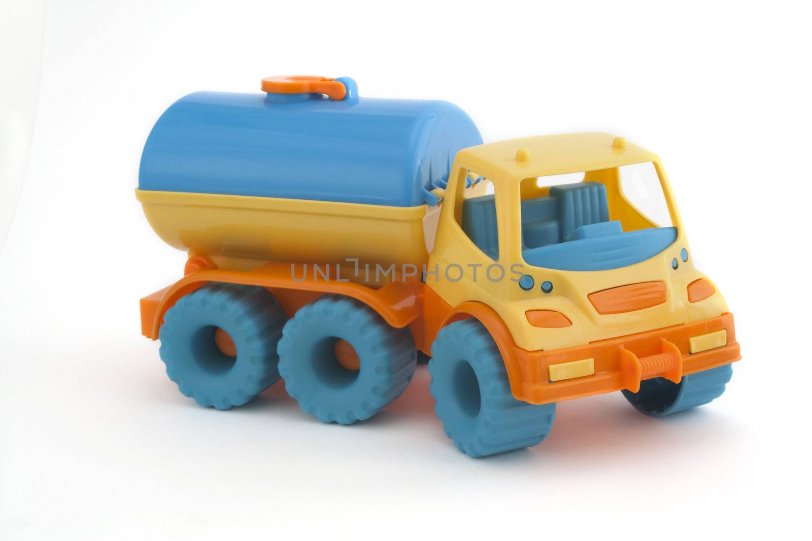 children's toy tank car on a white background