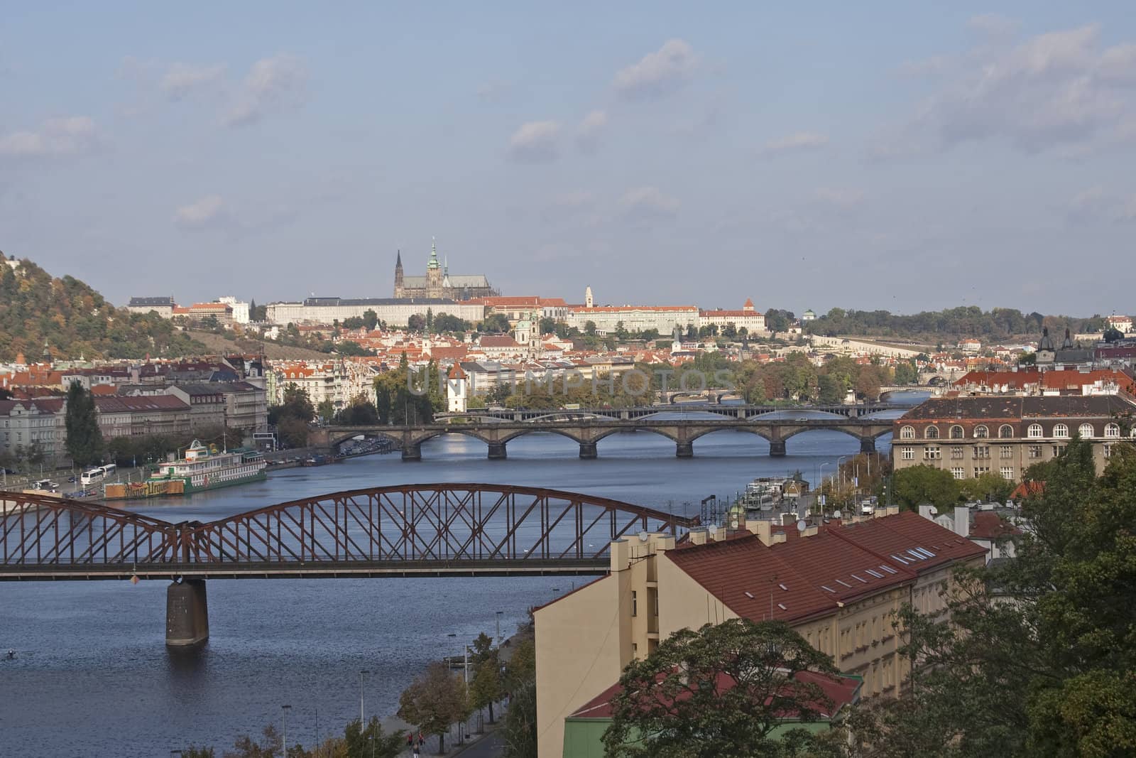  	
panorama, Prague, the Vltava river, bridges