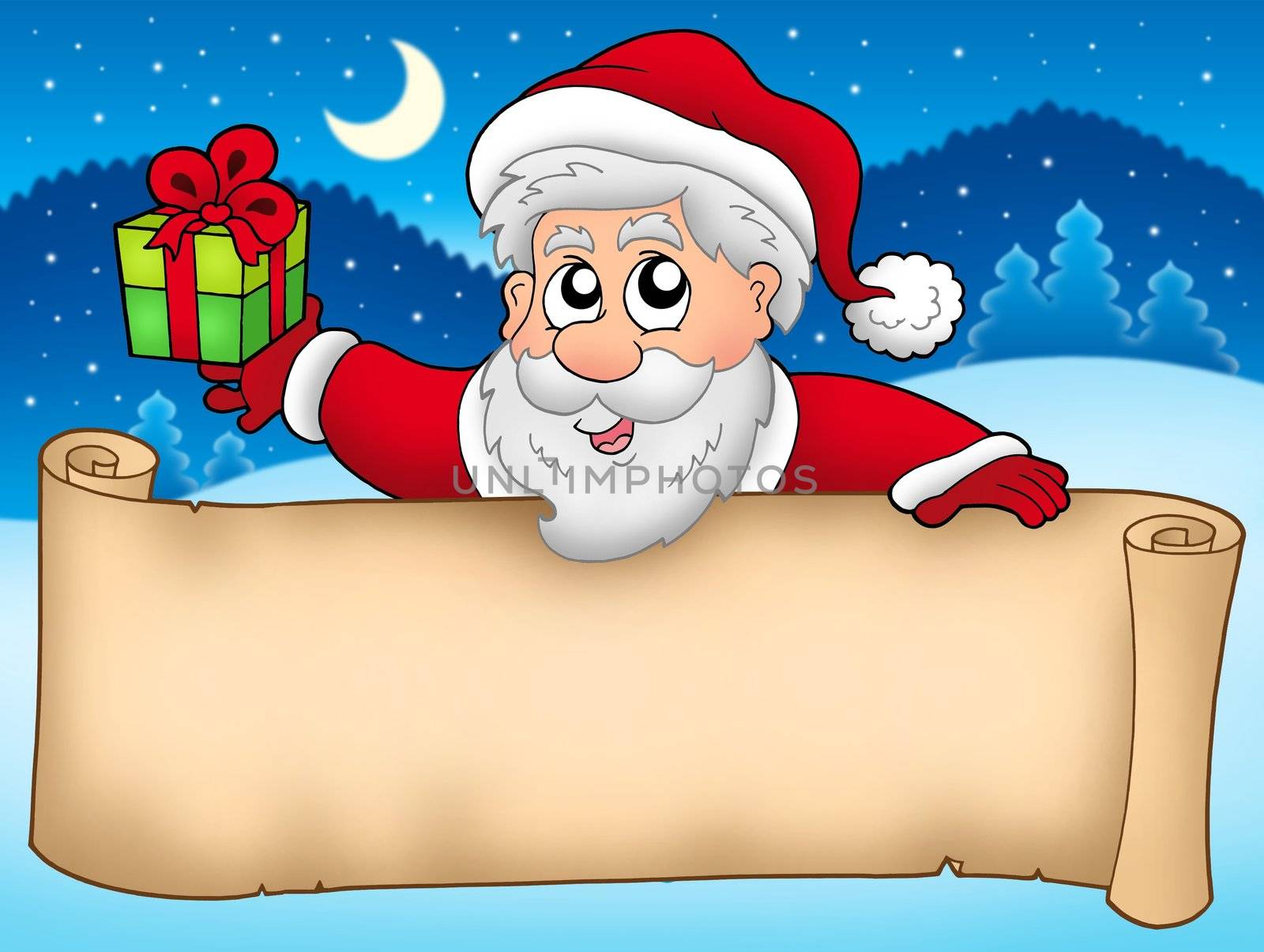 Banner with cute Santa Claus - color illustration.