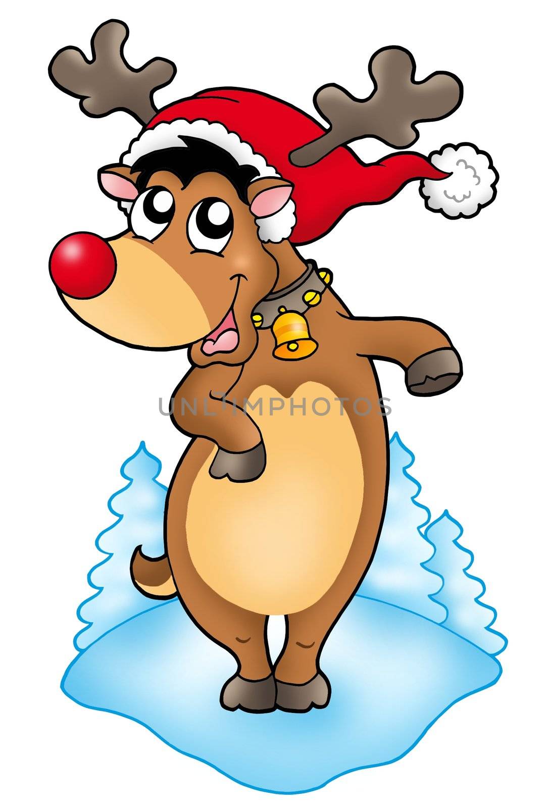 Cute Christmas reindeer - color illustration.