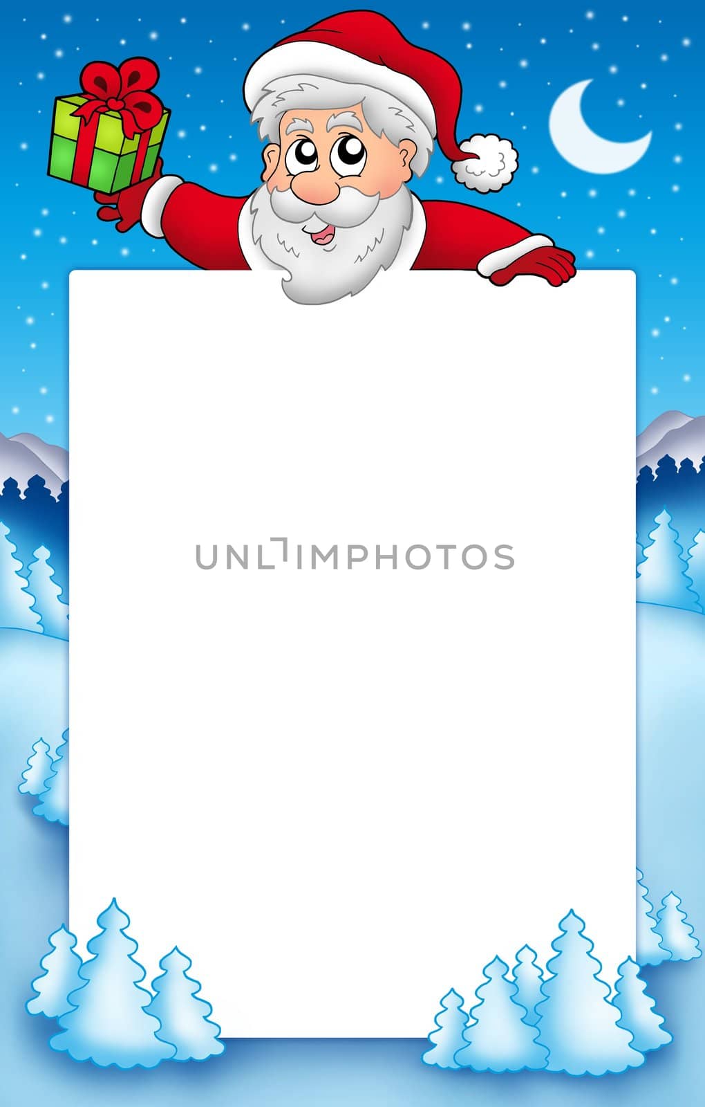 Christmas frame with Santa Claus 5 - color illustration.