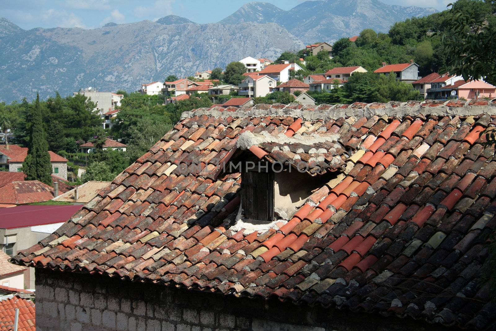 old rooftiles on the old house (Kotor - Montenegro)