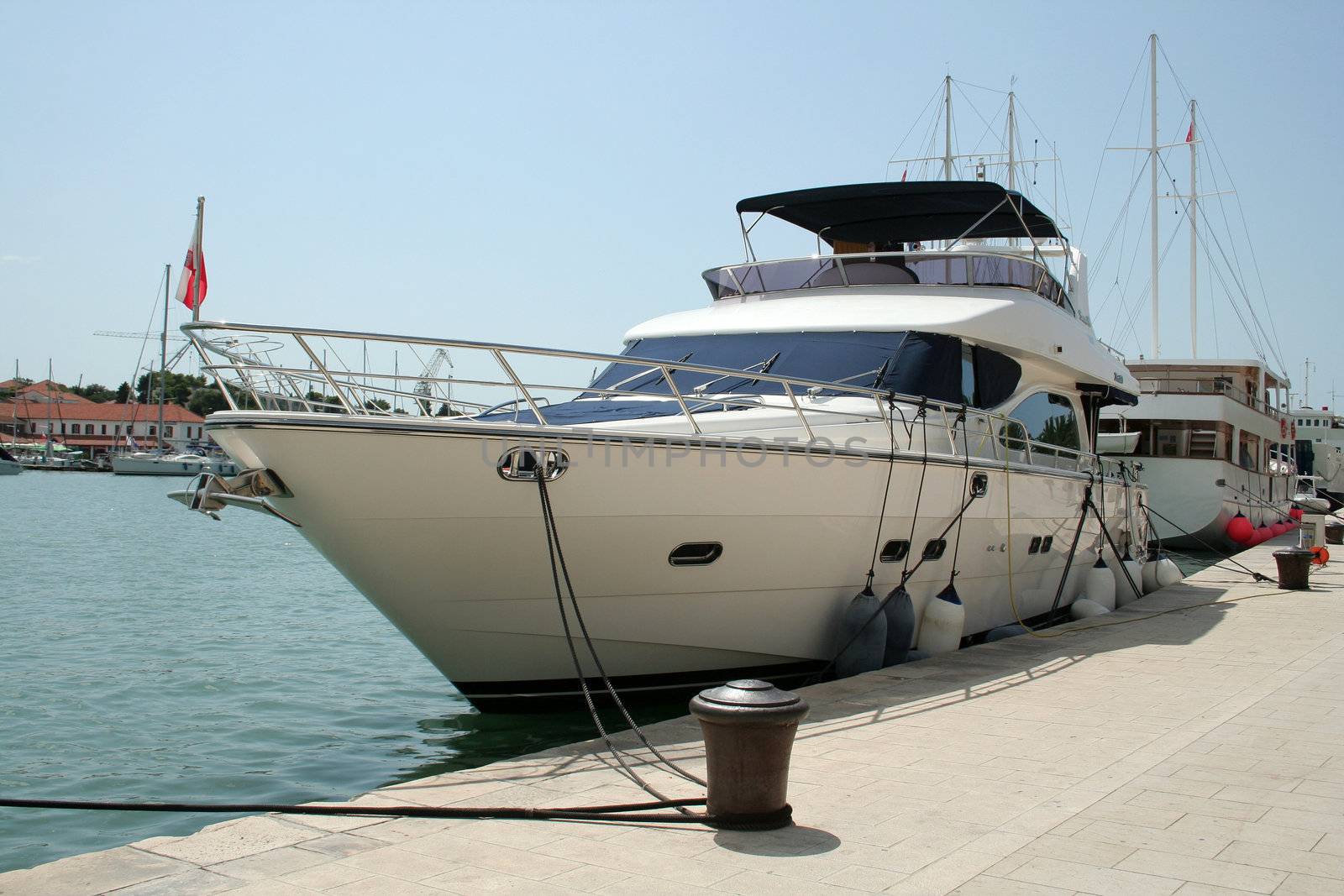 luxurious yacht docked in Trogir