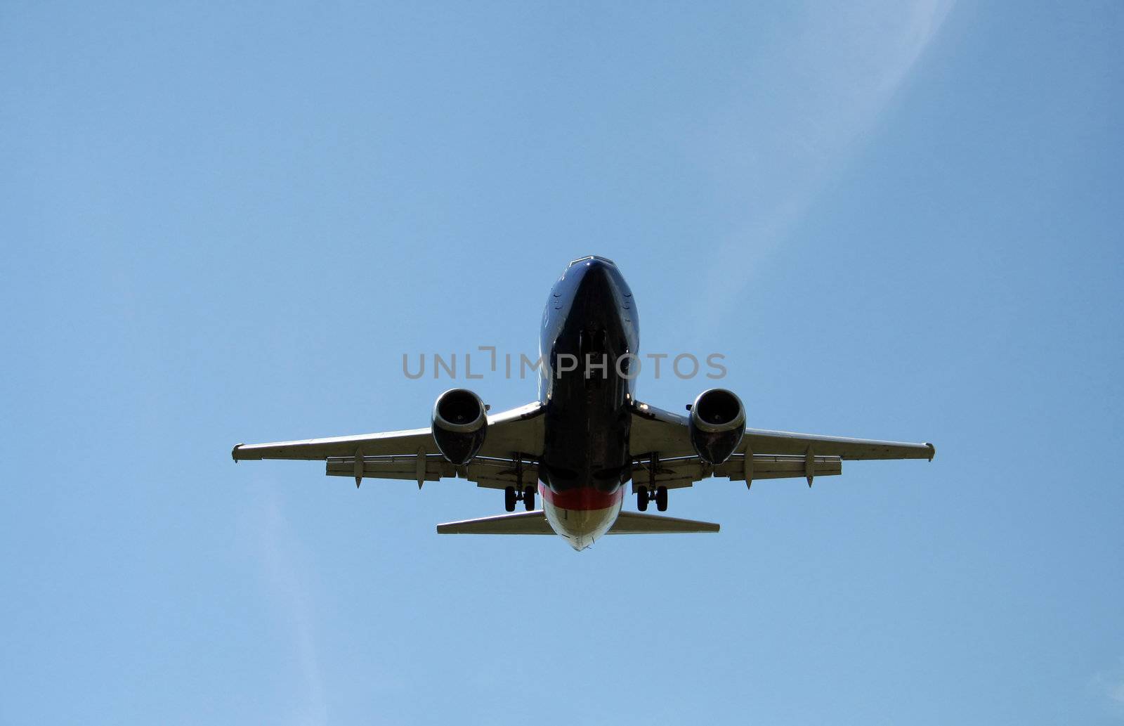 aeroplane during landing in the airport near Dubrovnik