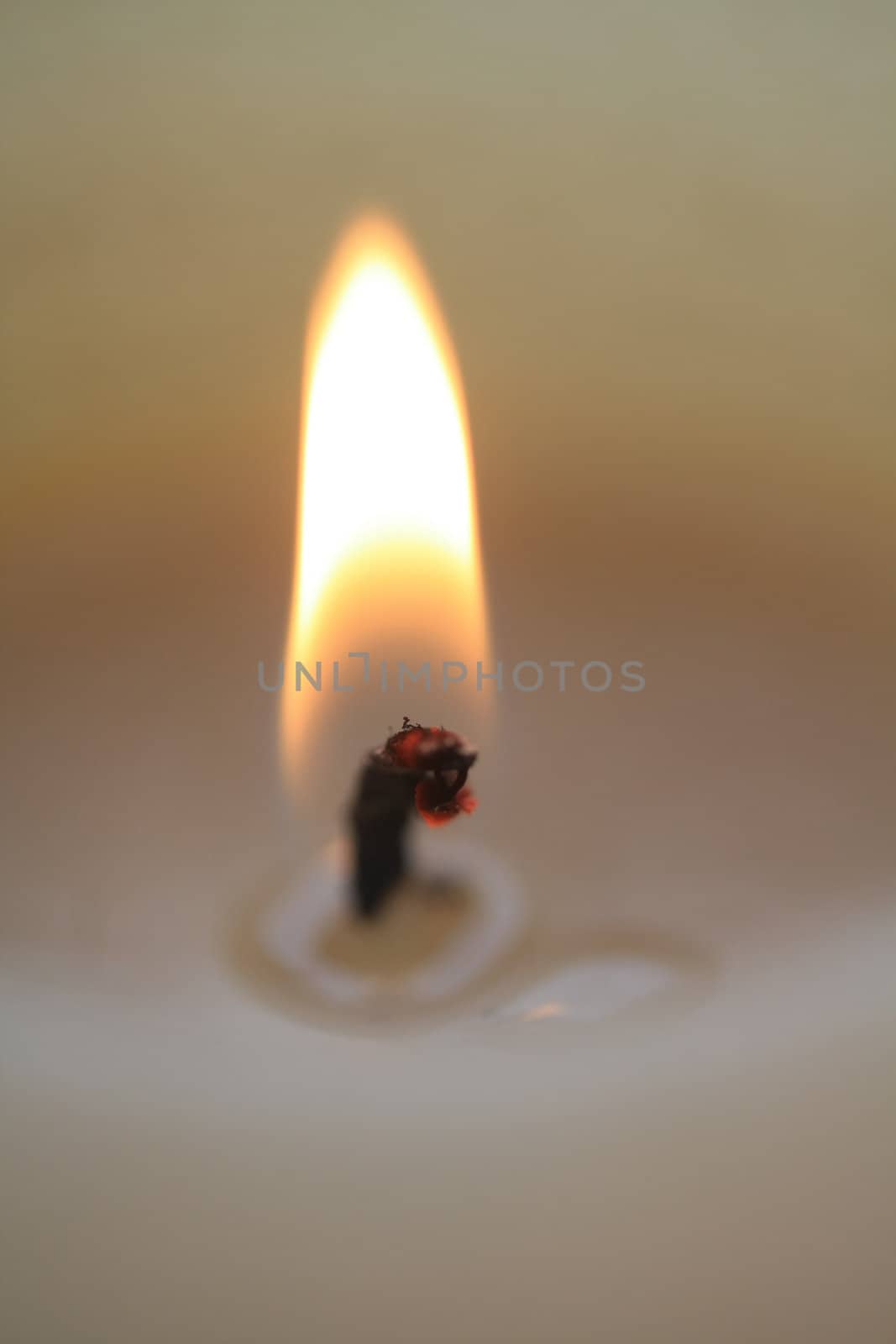 Close up of a flame, ivory white candle