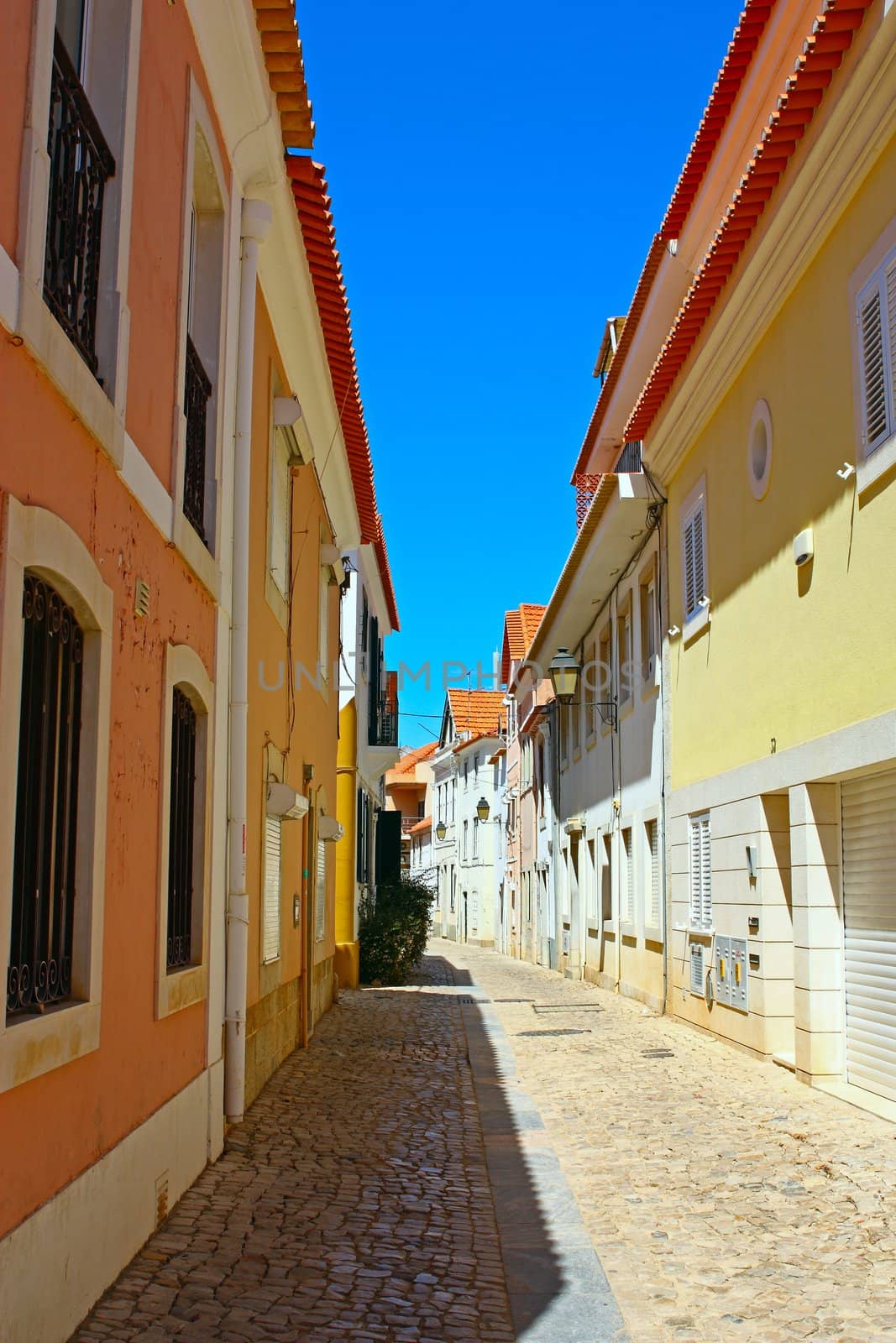 A narrow street in Lisbon, Portugal