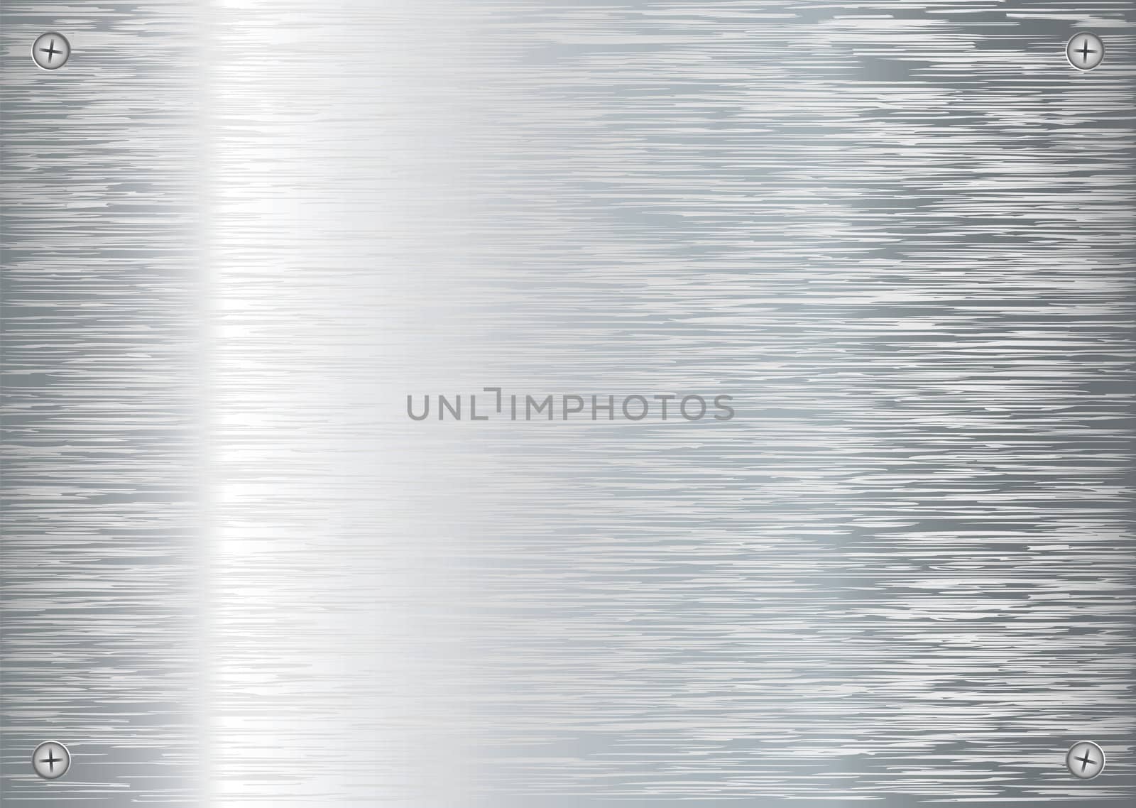 Abstract brushed silver background with cross screw and reflection