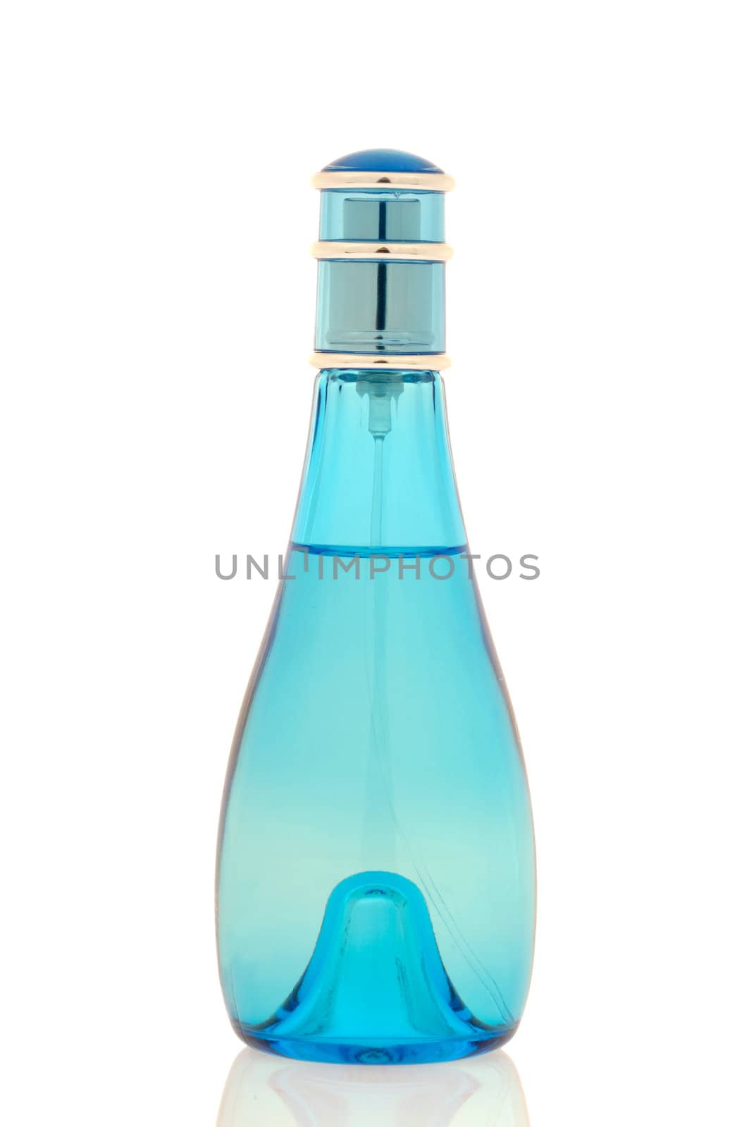 Perfume in an elegant bottle on a clean white background