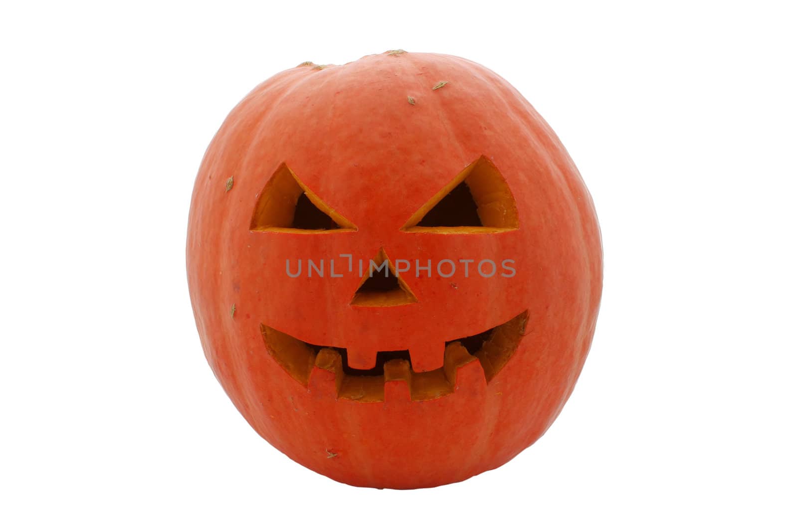 face of halloween pumpkin isolated on white background