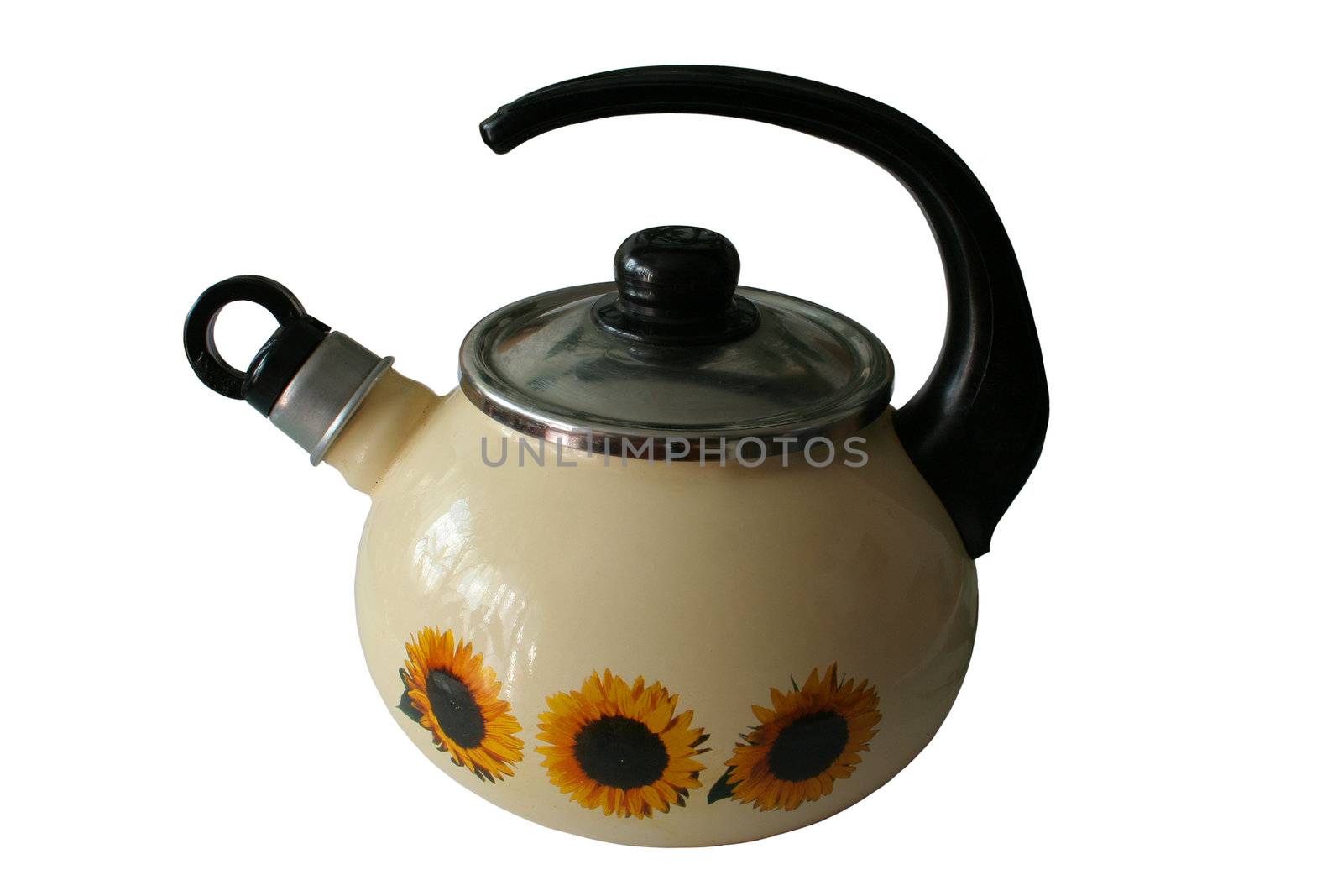 old kettle isolated on white background with clipping path