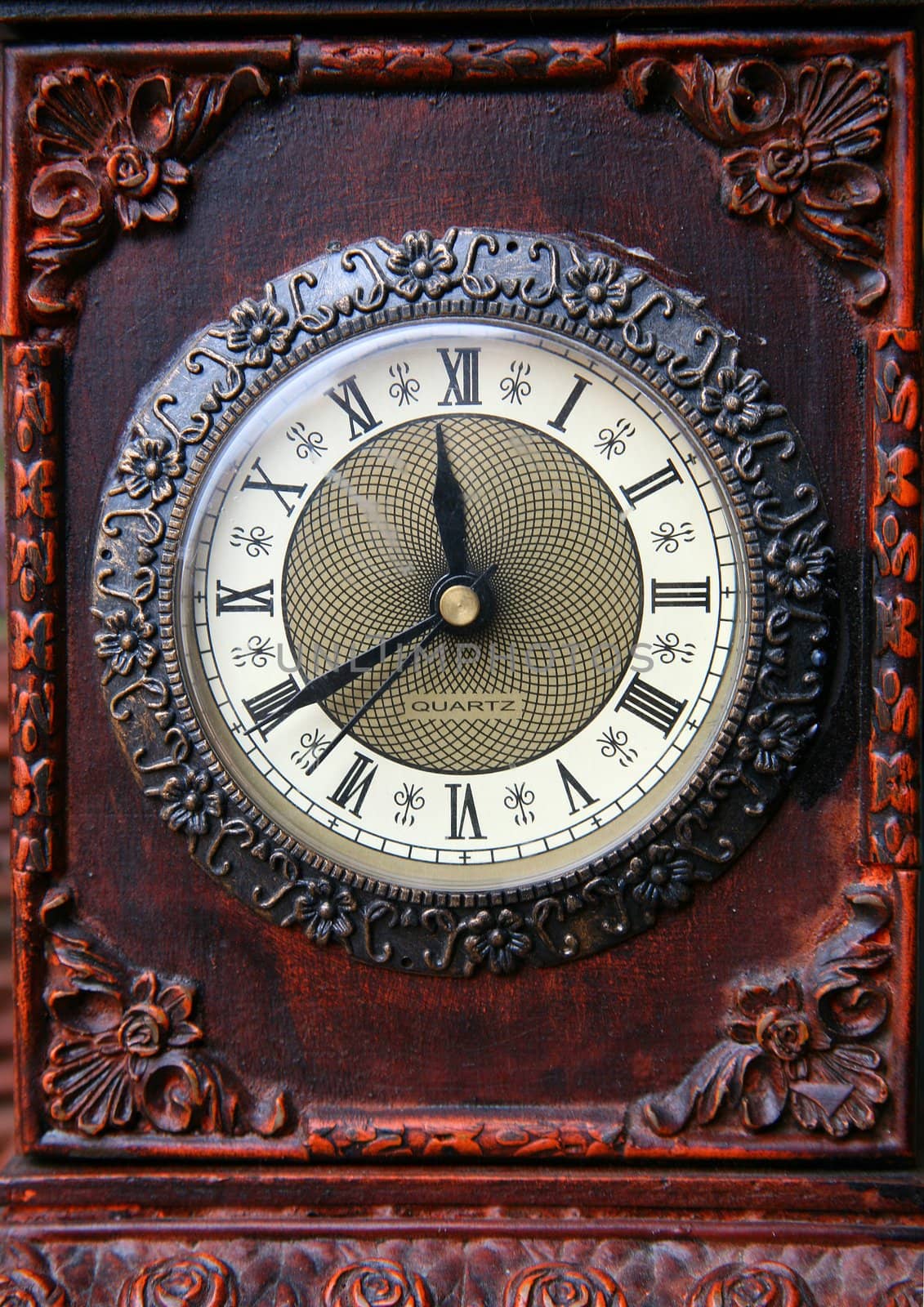 dial of old wooden clock