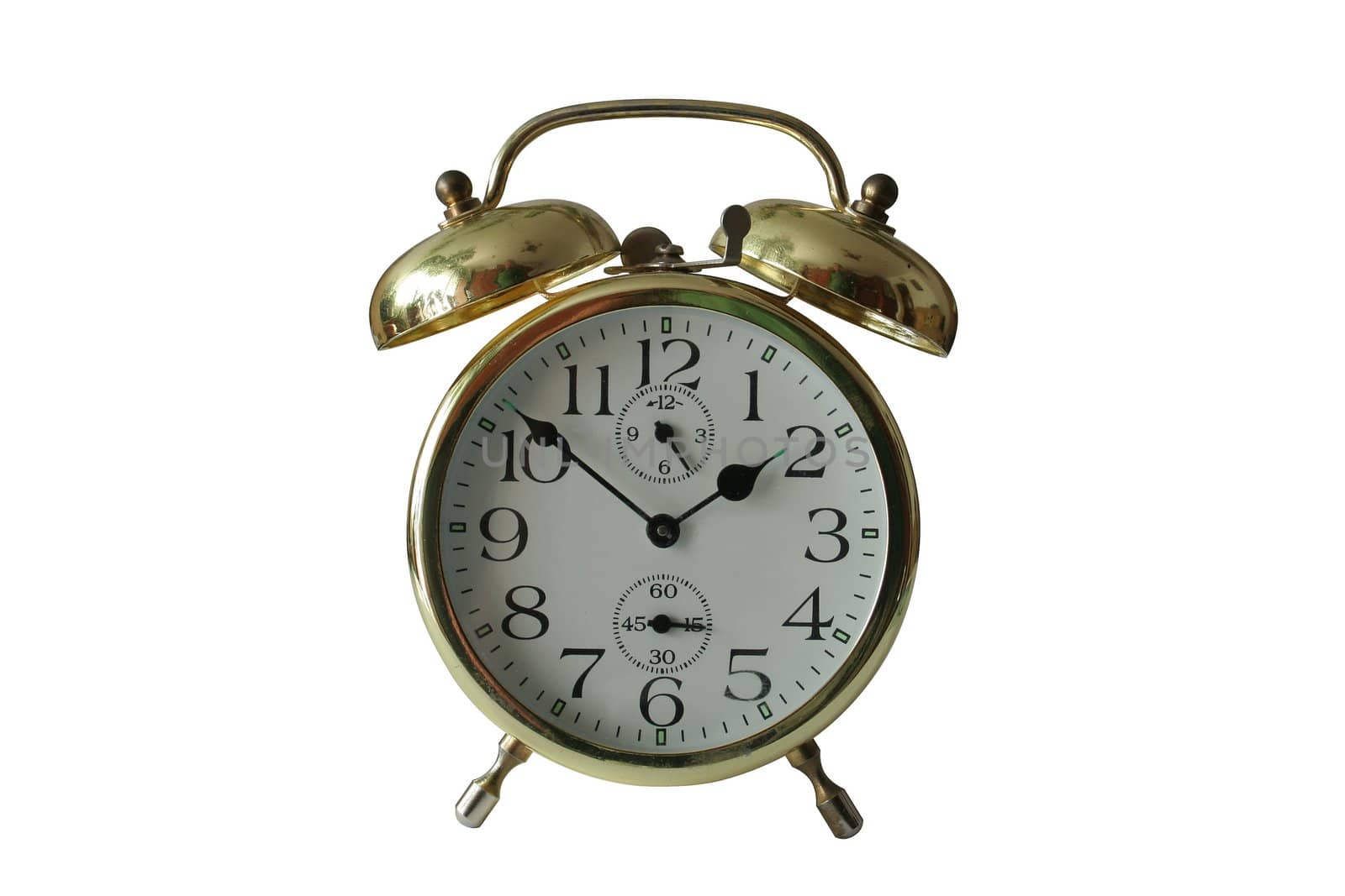 old alarm clock on the white background with clipping paths