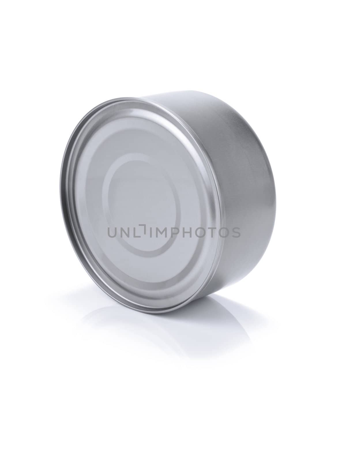 A single tin can isolated on white.