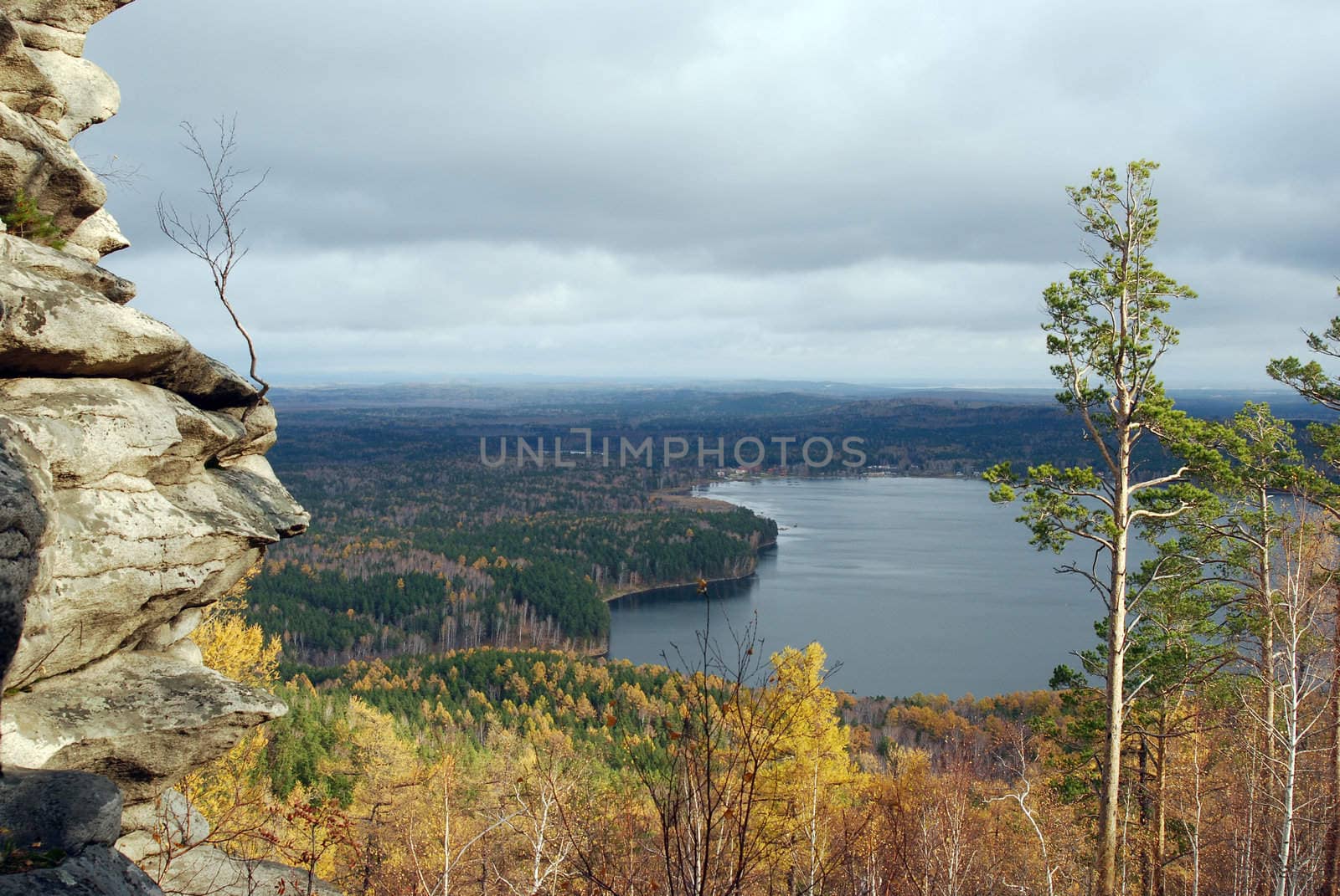 rock and lake, South Ural, Russia