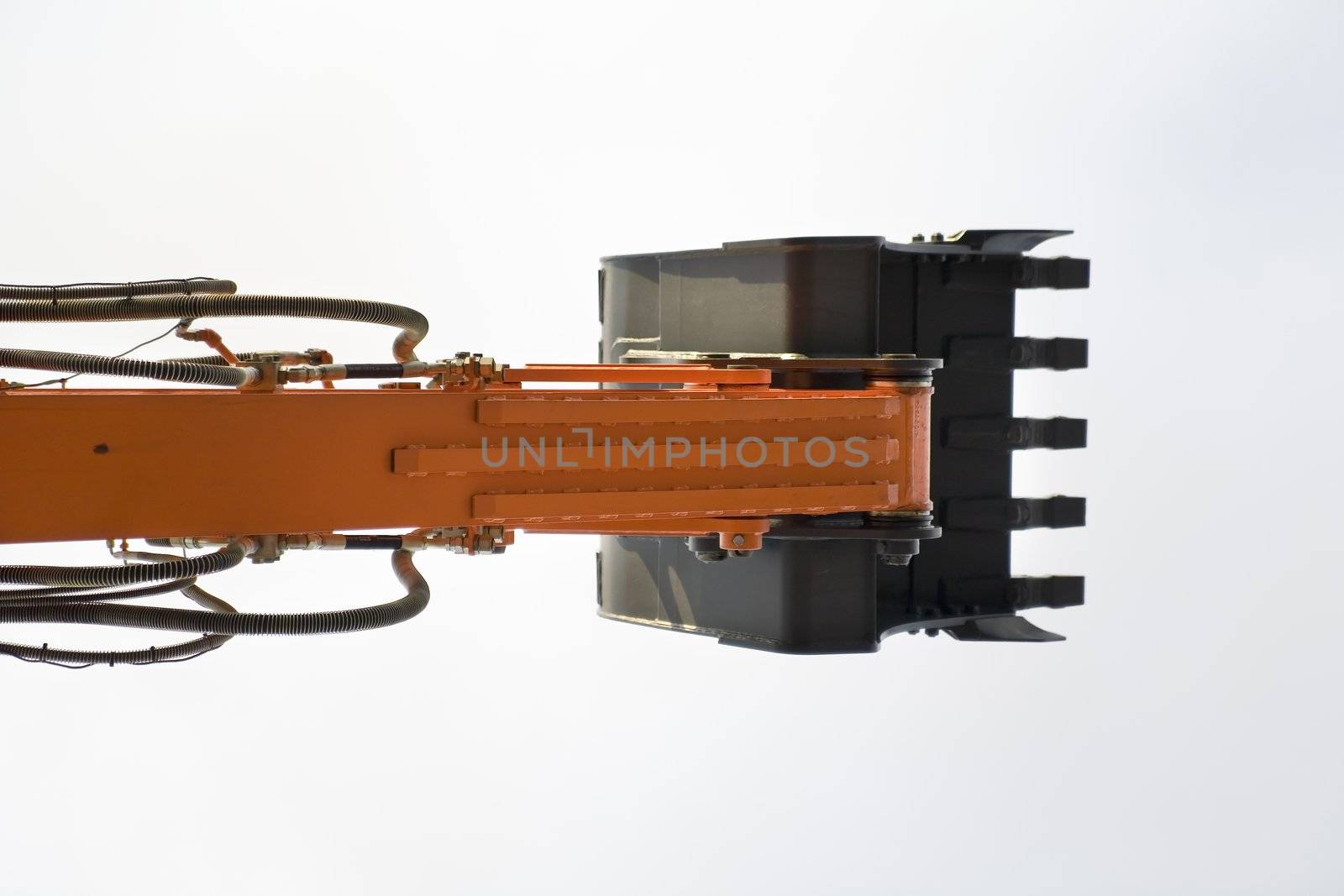 excavator's shovel over the white background