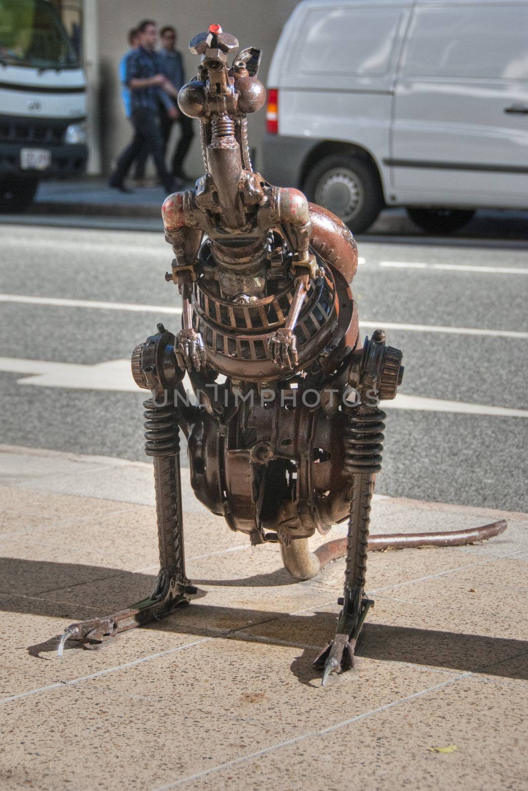 A Kangaroo made of metal in downtown Brisbane