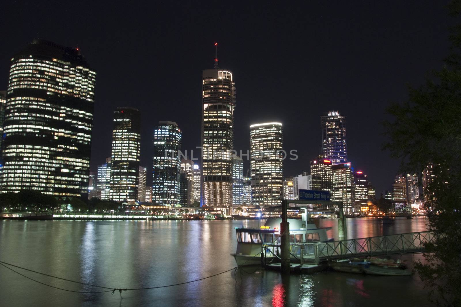 Brisbane River by Night, Australia, August 2009 by jovannig