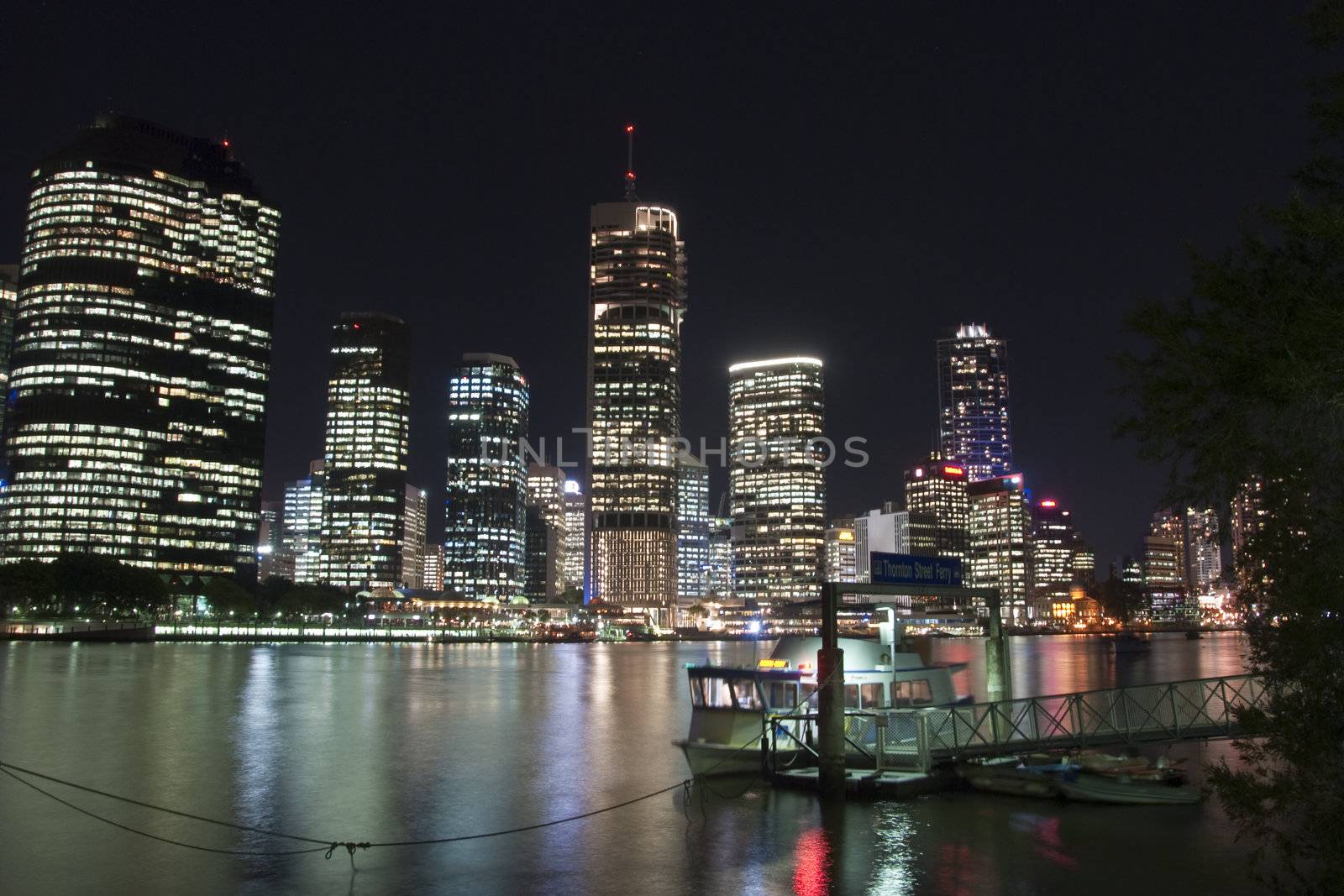 View of the river and the city skyline of Brisbane